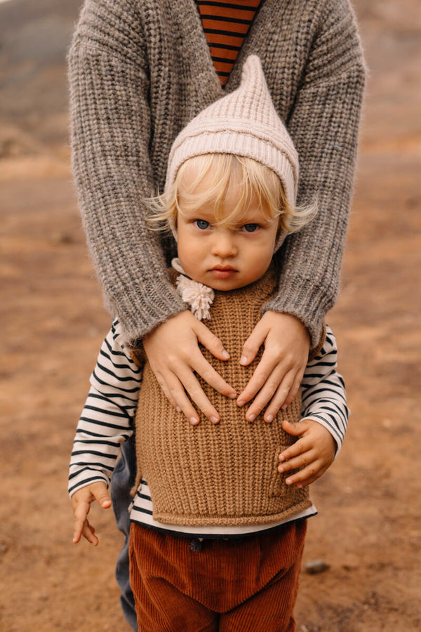 Búho baby soft knit spencer toffee