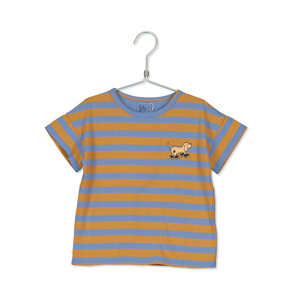 Lötiekids T-shirt stripes dog blue