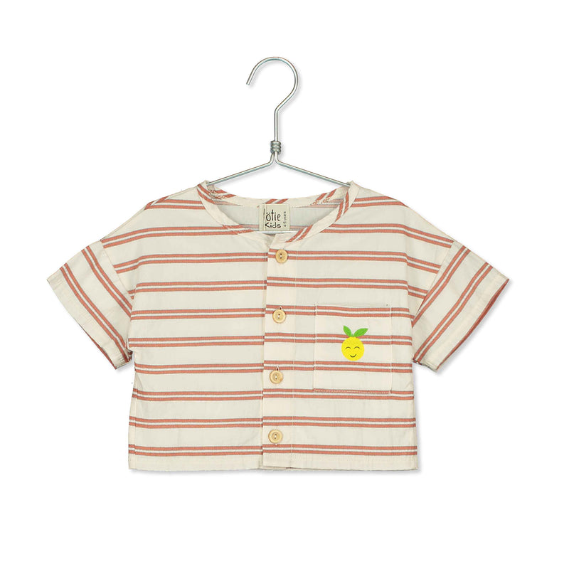 Lötiekids streepblouse lemon ecru/orange